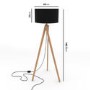 Black Shade Wooden Tripod Floor Lamp - Whenby