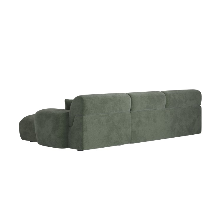 Large Green Chenille Right Hand 4 Seater Chaise Corner Sofa - Mahalia