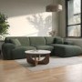 Large Green Chenille Right Hand 4 Seater Chaise Corner Sofa - Mahalia