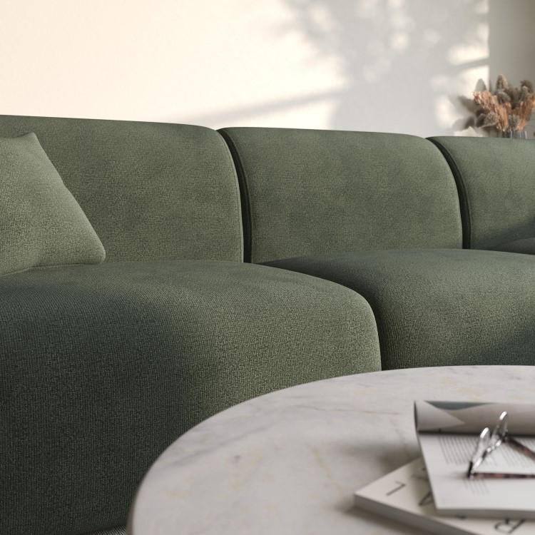 Large Green Chenille Right Hand 4 Seater Chaise Corner Sofa - Mahalia