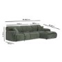 Large Green Chenille Right Hand 4 Seater Chaise Corner Sofa - Mahalia