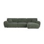 Large Green Chenille Right Hand 4 Seater Chaise Corner Sofa - Mahalia