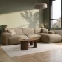 Large Light Olive Chenille Right Hand 4 Seater Chaise Corner Sofa - Mahalia