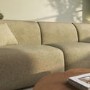 Large Beige Sandstone Chenille Right Hand 4 Seater Chaise Corner Sofa - Mahalia