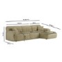 Large Beige Sandstone Chenille Right Hand 4 Seater Chaise Corner Sofa - Mahalia