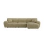 Large Beige Sandstone Chenille Right Hand 4 Seater Chaise Corner Sofa - Mahalia