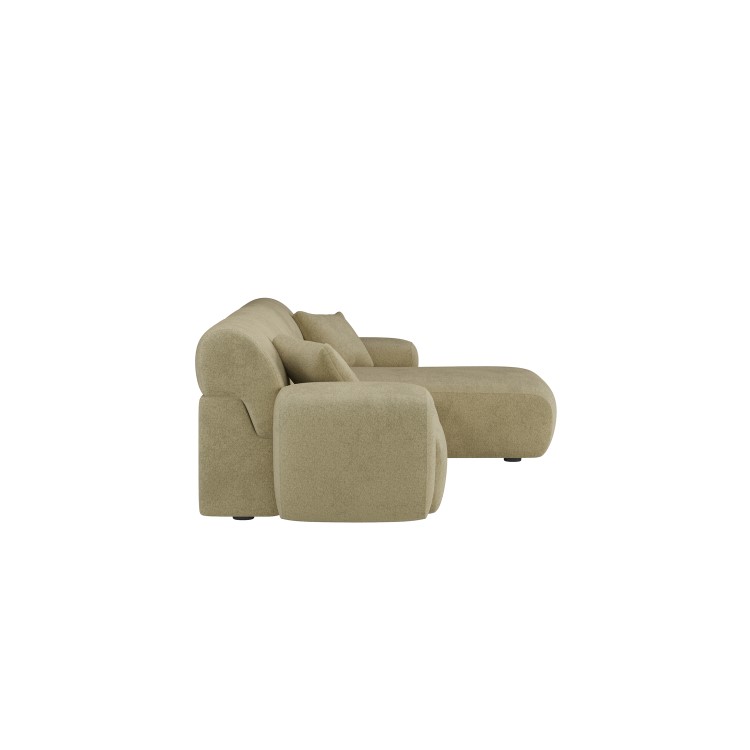 Large Beige Sandstone Chenille Right Hand 4 Seater Chaise Corner Sofa - Mahalia