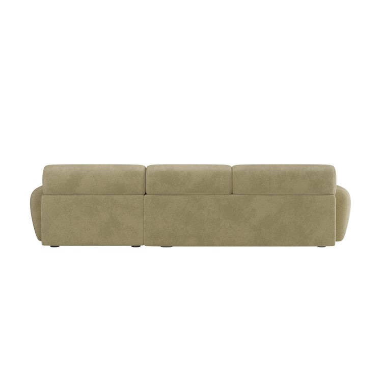 Large Beige Sandstone Chenille Right Hand 4 Seater Chaise Corner Sofa - Mahalia