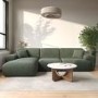 Large Green Chenille Left Hand 4 Seater Chaise Corner Sofa - Mahalia