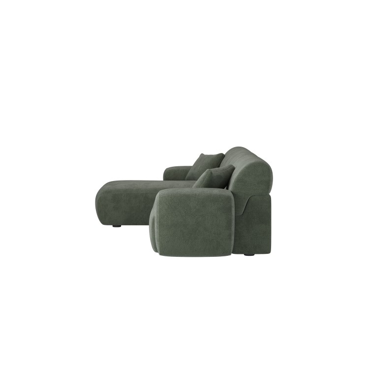 Large Green Chenille Left Hand 4 Seater Chaise Corner Sofa - Mahalia