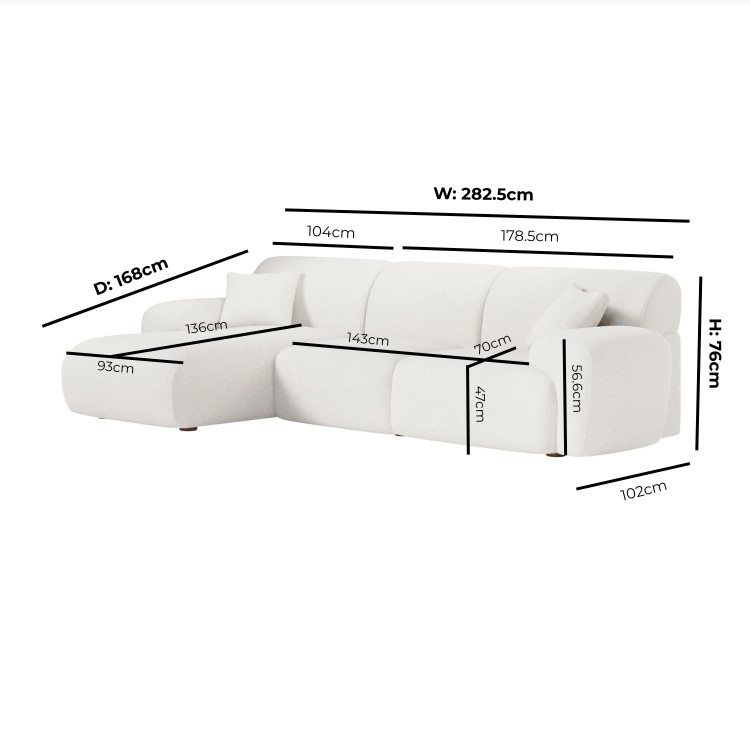 Large Cream Boucle Left Hand 4 Seater Corner Sofa – Mahalia