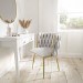 Cream Woven Linen Dressing Table Chair with Gold Legs - Malika 