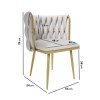 Cream Woven Linen Dressing Table Chair with Gold Legs - Malika 
