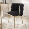 Black Woven Linen Dressing Table Chair with Gold Legs - Malika