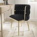 Black Woven Linen Dressing Table Chair with Gold Legs - Malika