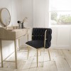 Black Woven Linen Dressing Table Chair with Gold Legs - Malika