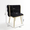 Black Woven Linen Dressing Table Chair with Gold Legs - Malika