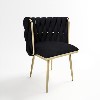 Black Woven Linen Dressing Table Chair with Gold Legs - Malika