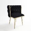 Black Woven Linen Dressing Table Chair with Gold Legs - Malika