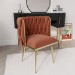 Orange Velvet Dressing Table Chair with Gold Legs - Malika