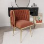 Orange Velvet Dressing Table Chair with Gold Legs - Malika