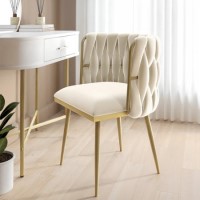 Cream Velvet Dressing Table Chair with Gold Legs - Malika Cream Velvet Dressing Table Chair with Gold Legs - Malika