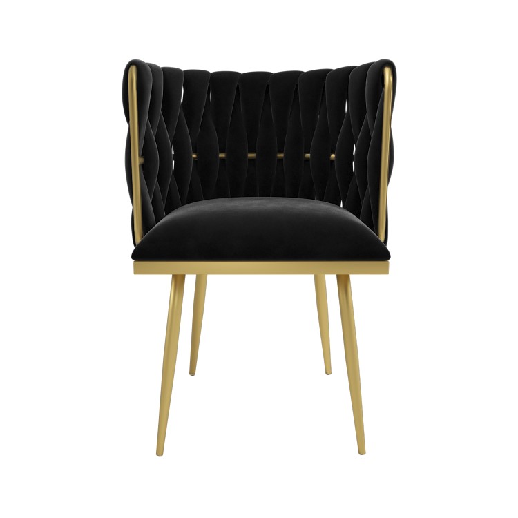 Black Velvet Dressing Table Chair with Gold Legs - Malika