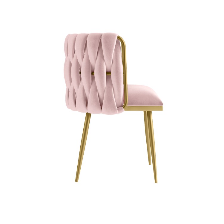 Pink Velvet Dressing Table Chair with Gold Legs - Malika