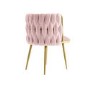 Pink Velvet Dressing Table Chair with Gold Legs - Malika