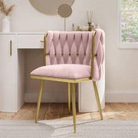 Pink Velvet Dressing Table Chair with Gold Legs - Malika Pink Velvet Dressing Table Chair with Gold Legs - Malika