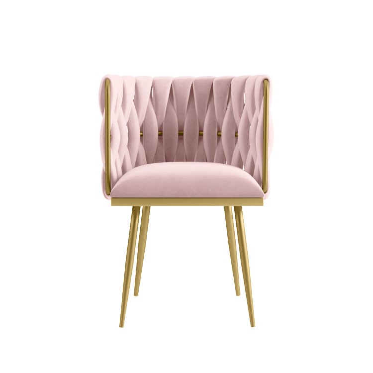 Pink Velvet Dressing Table Chair with Gold Legs - Malika