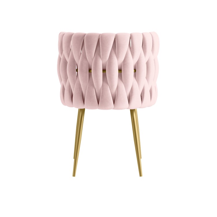 Pink Velvet Dressing Table Chair with Gold Legs - Malika