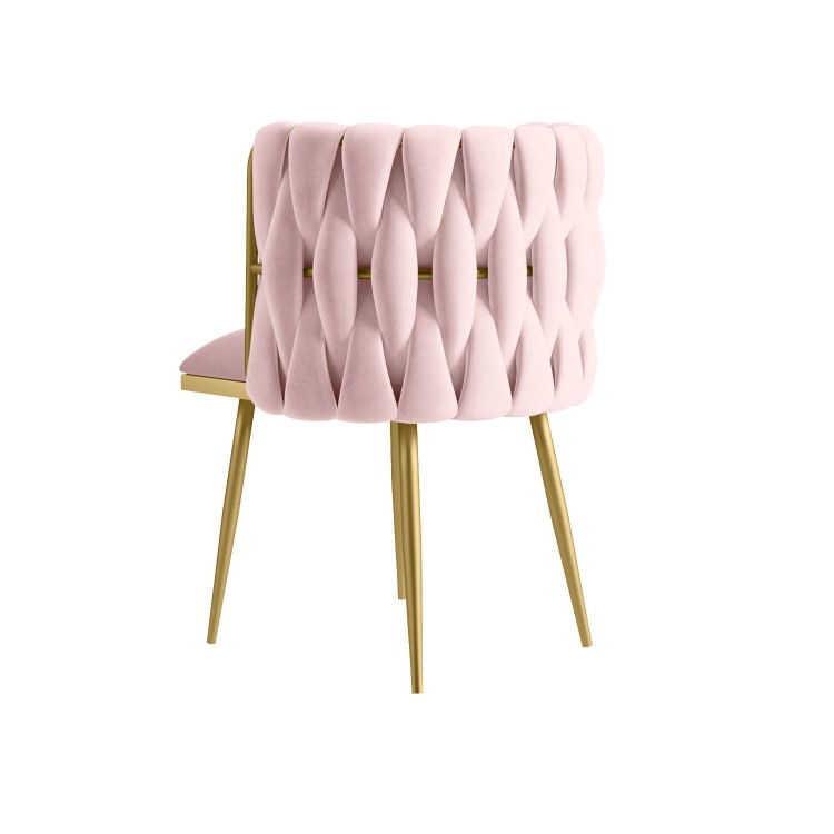 Pink Velvet Dressing Table Chair with Gold Legs - Malika