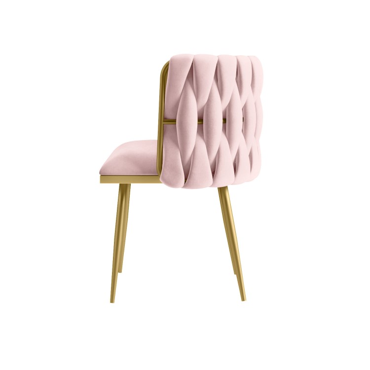 Pink Velvet Dressing Table Chair with Gold Legs - Malika