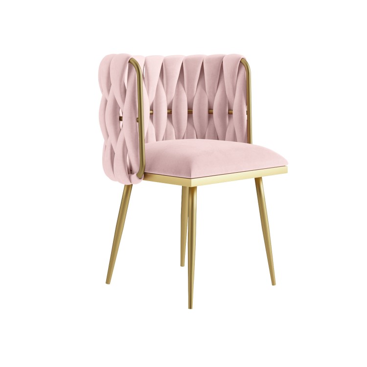 Pink Velvet Dressing Table Chair with Gold Legs - Malika