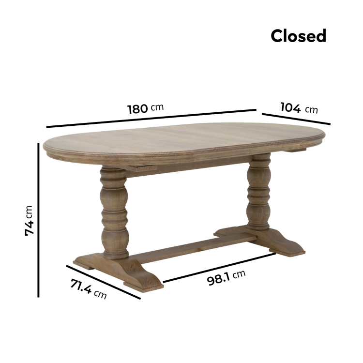 Large Solid Wood Farmhouse Extendable Dining Table - Seats 6 - 12 - Madeline