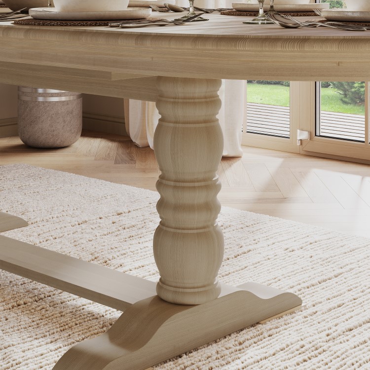 Large Solid Wood Farmhouse Extendable Dining Table - Seats 6 - 12 - Madeline