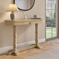 Solid Wood Farmhouse Console Table with Drawer - Madeline