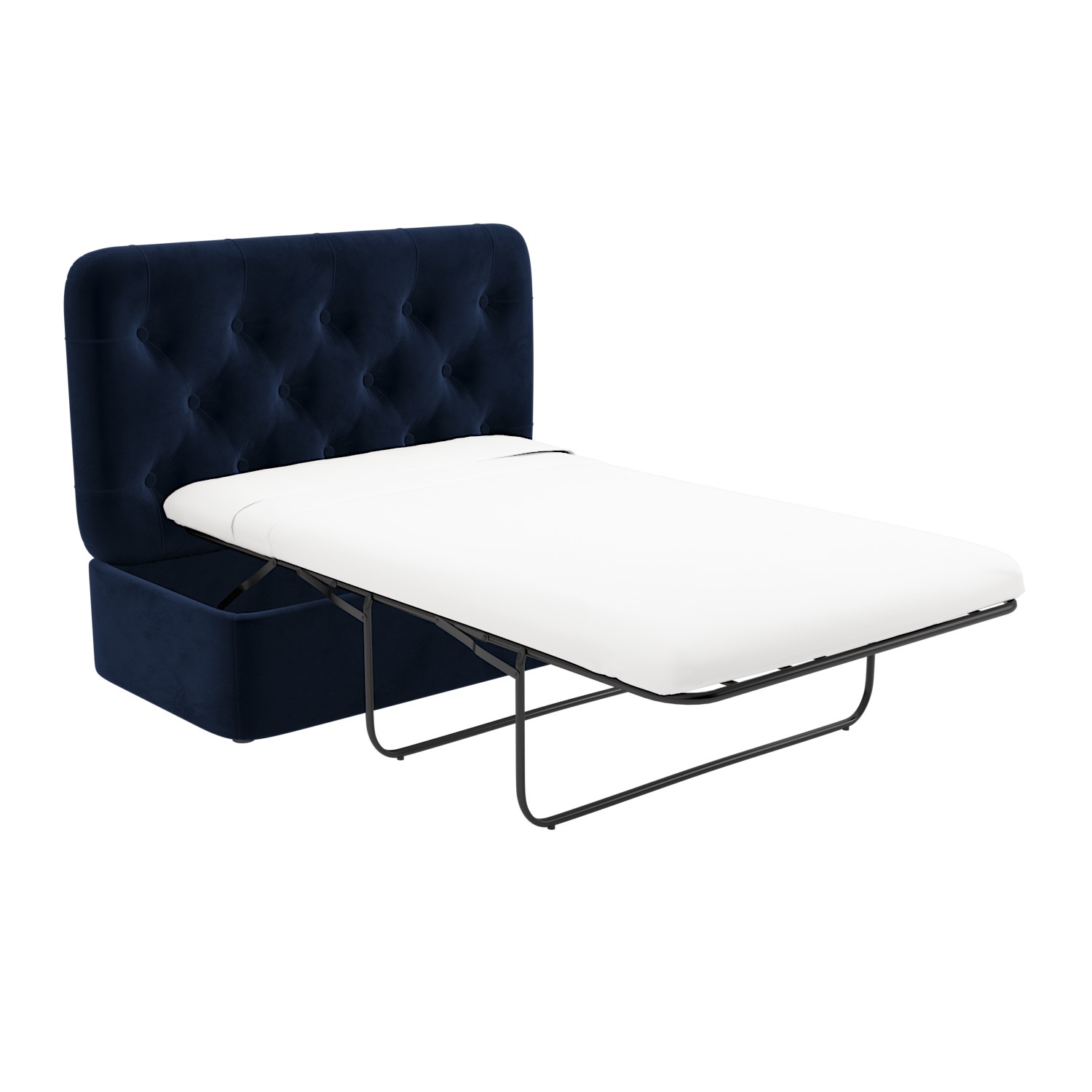 Single Guest Bed in a Box with Mattress in Navy Velvet Myles