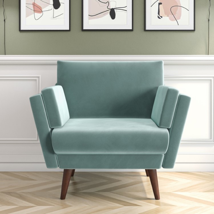 Mint Green Velvet Armchair - Milton