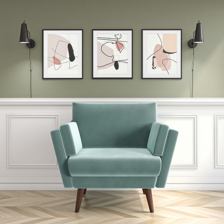 Mint Green Velvet Armchair - Milton