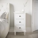 MLW002 Tall White Wooden 3 Drawer Bedside Table - Marlowe
