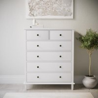 Tall White Wooden Chest of 6 Drawers - Marlowe
