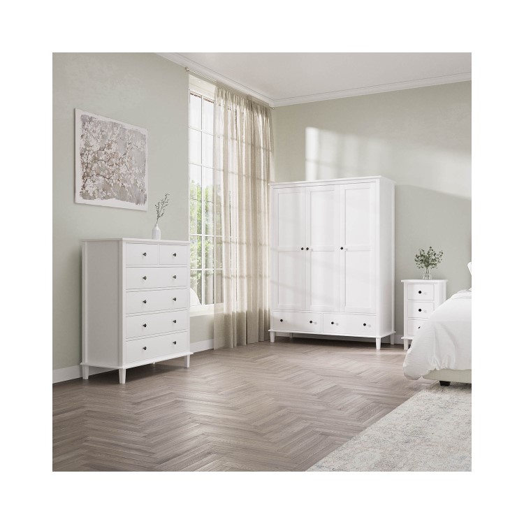 Tall White Wooden Chest of 6 Drawers - Marlowe