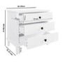 Wide White Wooden 3 Drawer Bedside Table Marlowe