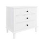Wide White Wooden 3 Drawer Bedside Table Marlowe
