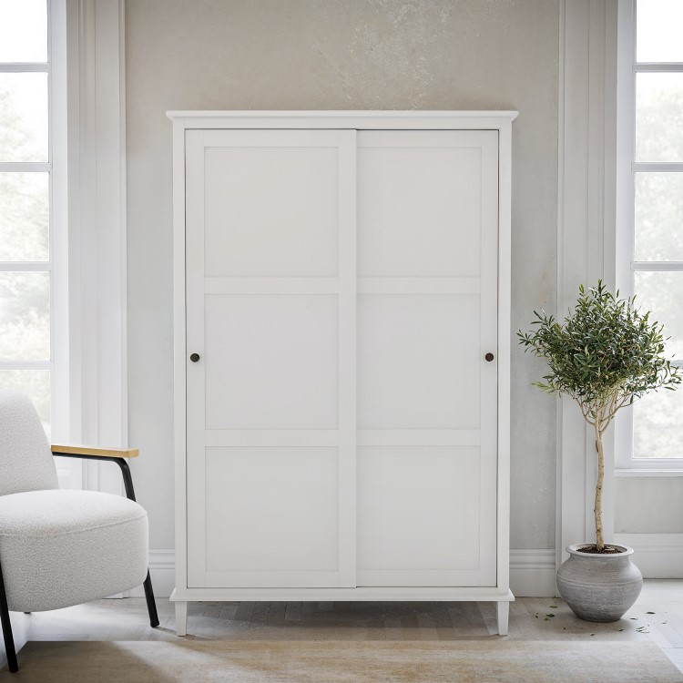 Sliding Double Door Wardrobe in White - Marlowe