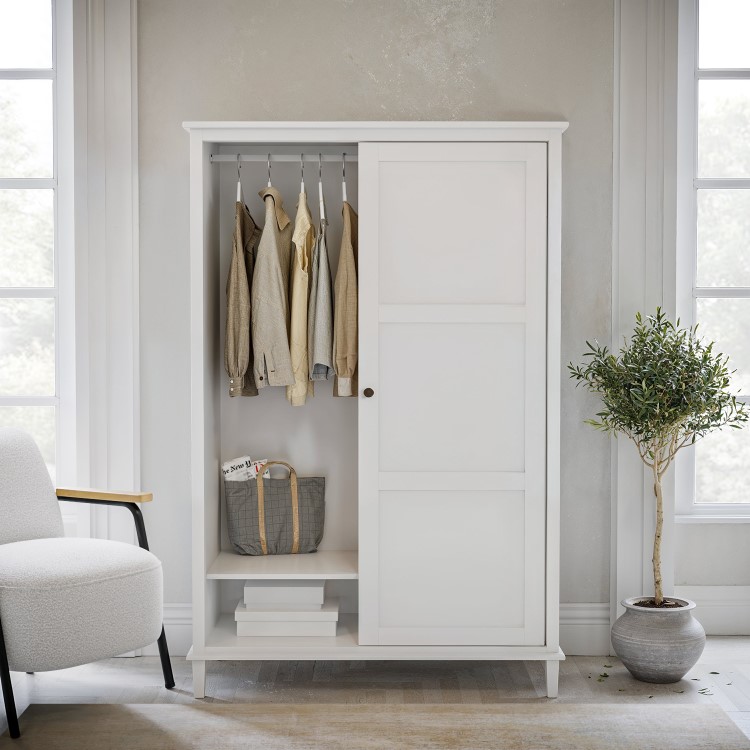 Sliding Double Door Wardrobe in White - Marlowe