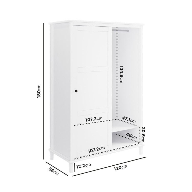 Sliding Double Door Wardrobe in White - Marlowe