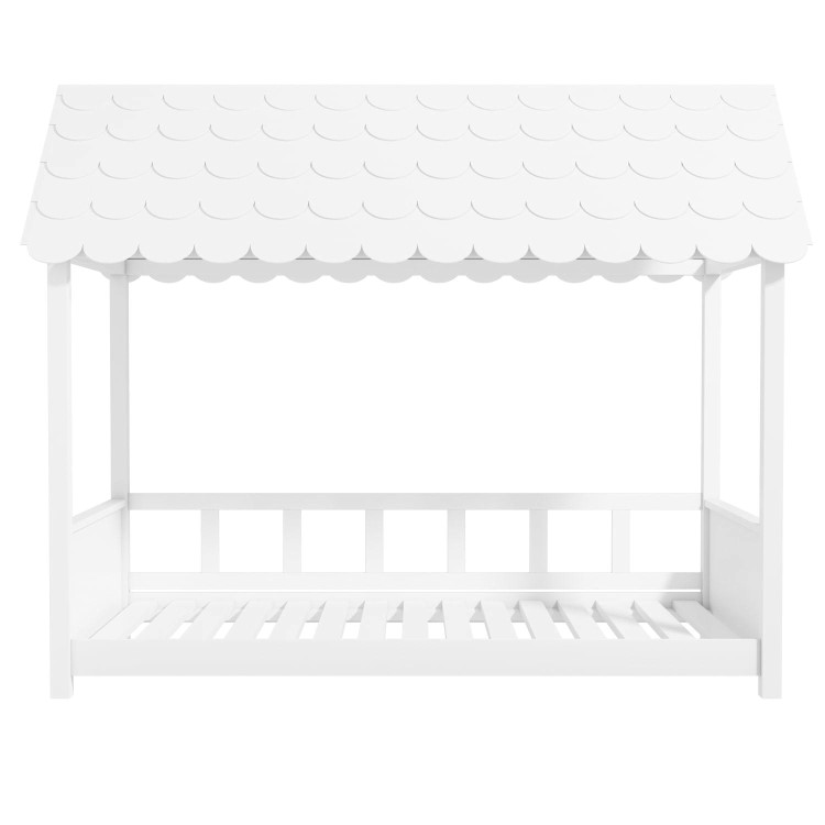 Molly White Kids House Bed with Scalloped Roof